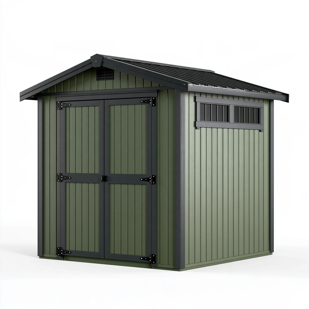 Abri de jardin 213 x 127 x 185 cm en acier vert et noir - rangement extérieur à toit incliné