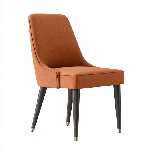 Chaise de salle à manger 50 x 62 x 88 cm en tissu terracotta avec pieds en bois style contemporain