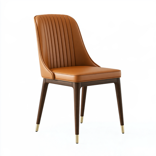 Chaise de salle à manger 50 x 58 x 86 cm en revêtement synthétique marron style contemporain
