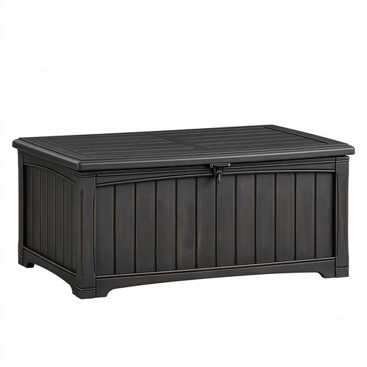 Coffre de rangement extérieur 130 x 65 x 70 cm en résine noir avec couvercle verrouillable