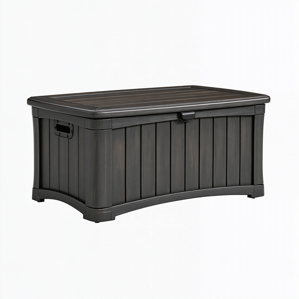 Coffre de rangement extérieur 120 x 56 x 63 cm en résine noir avec couvercle