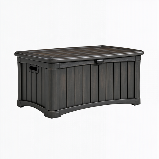 Coffre de rangement extérieur 120 x 56 x 63 cm en résine noir avec couvercle