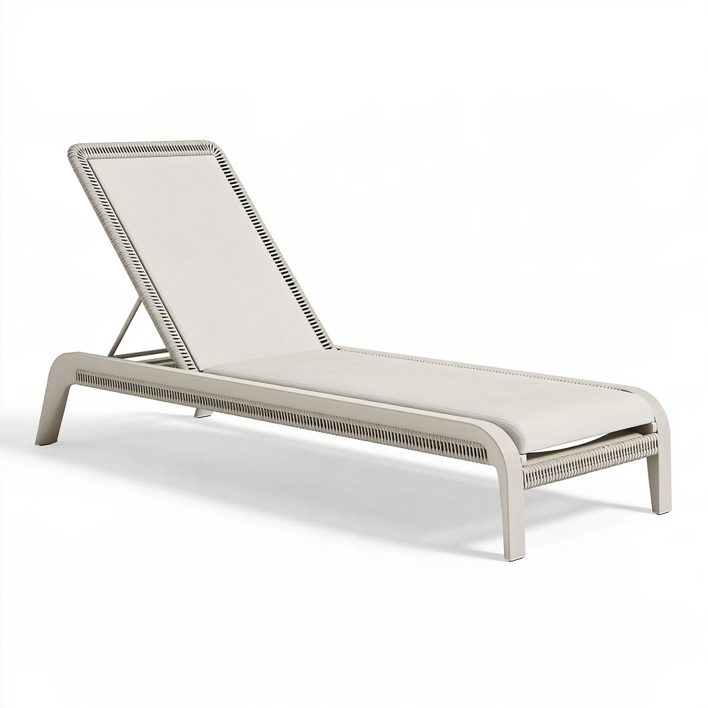 Bain de soleil 200 x 70 cm aluminium beige dossier réglable extérieur